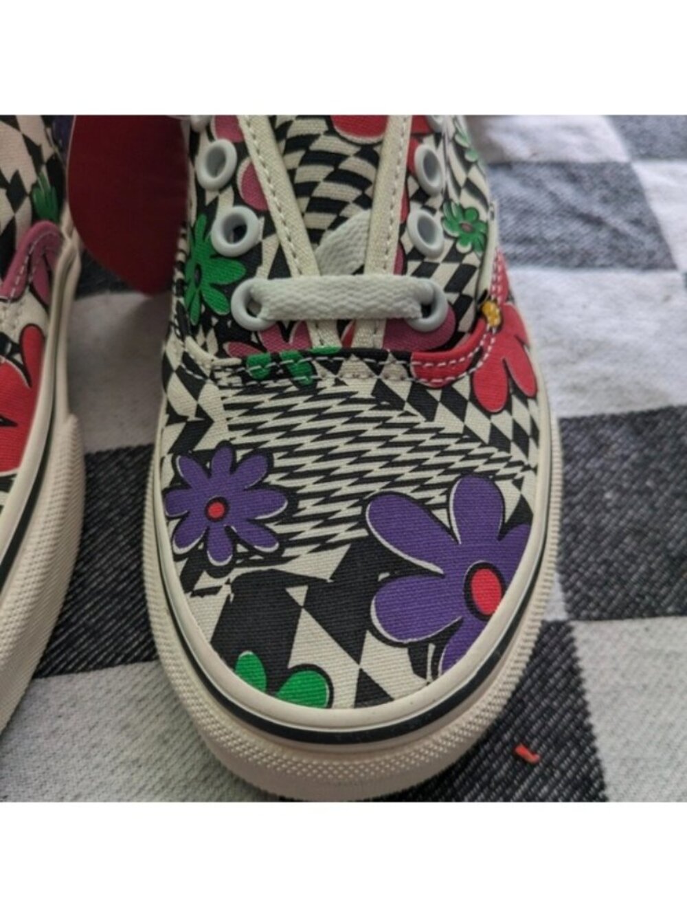Vans Authentic Kid Youth 3.5 Printed Floral Check Marshmallow Classic 0926 - Picture 6 of 11